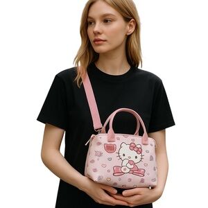 Hello Kitty Pink Polka Dot Floral Crossbody Bag Women's Kawaii Style